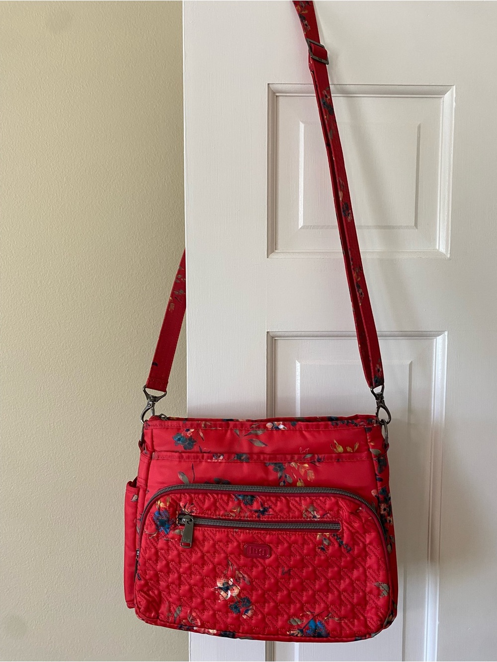 LUG Red Floral Crossbody Bag for Women